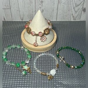 Multi-Color Beaded Charm Bracelet Set